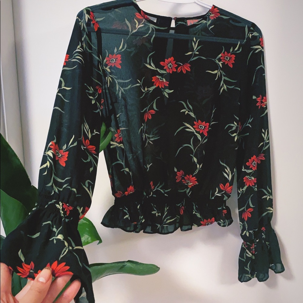 🖤🌹sheer vintage floral blouse🌹🖤